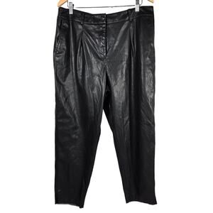 Calvin Klein Black Faux Leather Tapered Pants 14‎